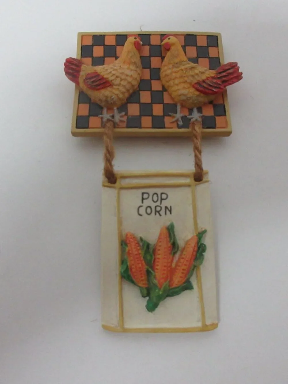 Vintage Nabisco Corn Flakes & Popcorn Hanging Chicken Decor Set - 2 Pcs